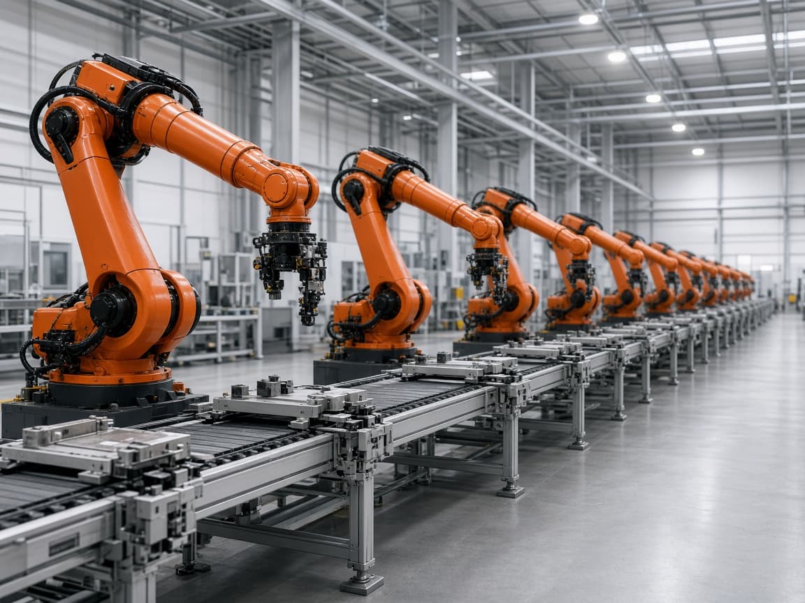 Robotic arms on the production line