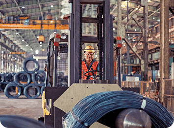 Steel coils in the mill warehouse
